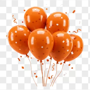 Glossy Orange Balloon Bunch Confetti Streamers