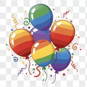 Glossy Rainbow Balloons Confetti Curly Streamers