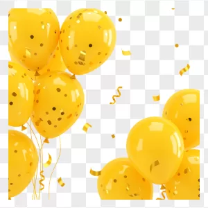 Yellow Balloons Gold Confetti Corner Frame