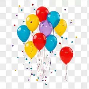 Glossy Multicolor Balloon Bouquet Confetti Stars