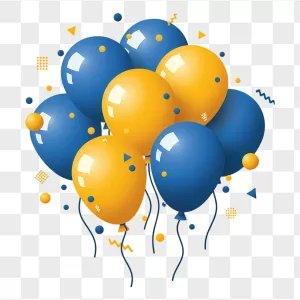 Blue Yellow Glossy 3D Balloon Bunch