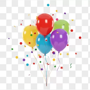 3D Glossy Rainbow Balloon Bunch Confetti