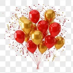 Glossy Red Gold Balloon Cluster Confetti