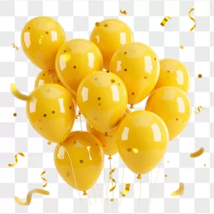 Glossy Yellow Balloon Bunch Confetti Streamers