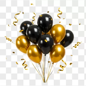 Glossy Metallic Black Gold Balloon Bouquet