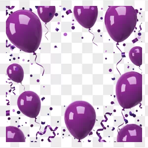 Purple Glossy Balloons Confetti Streamers Frame