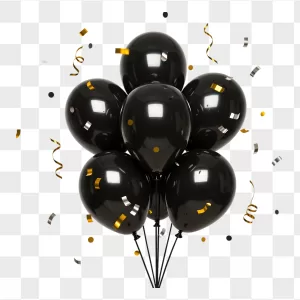 Black Glossy Balloon Bouquet Metallic Confetti