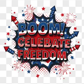 Patriotic Comic Boom Celebrate Freedom Fireworks