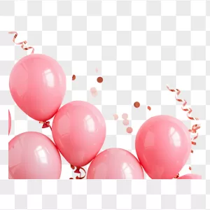 3D Glossy Pink Balloons Corner Border