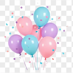 Glossy Pastel Balloon Bunch Confetti Scatter