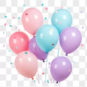 Glossy Pastel Balloon Bunch Confetti Scatter