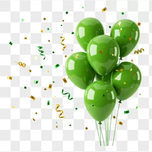 3D Green Balloon Bunch Gold Confetti