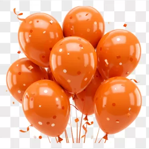 Orange Glossy Balloon Bunch Star Confetti