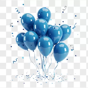 Glossy Blue Balloon Bunch Confetti Streamers