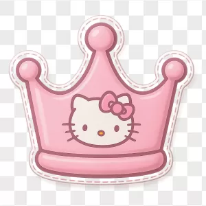 Glossy Pink Hello Kitty Stitched Crown