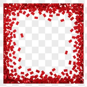 Red Metallic Confetti Square Empty Center