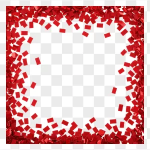 Red Metallic Confetti Square Empty Center