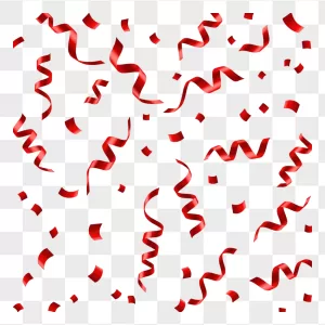 Red Glossy Curled Streamers Rectangular Confetti