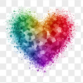 Rainbow Geometric Square Splatter Heart
