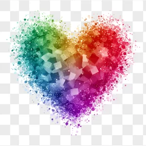 Rainbow Geometric Square Splatter Heart
