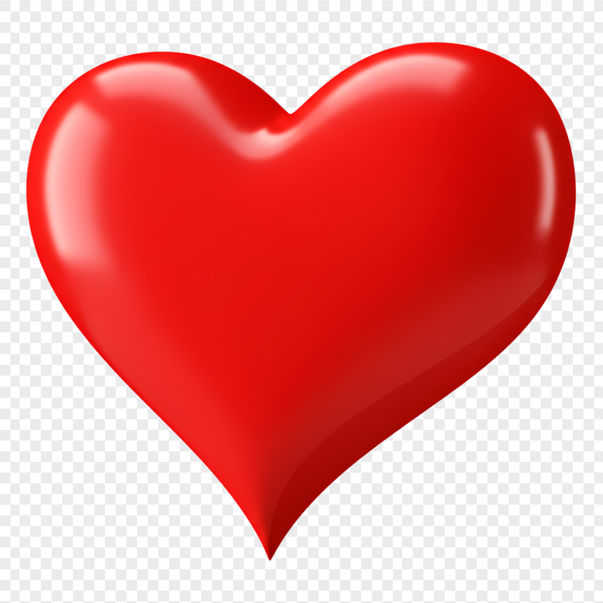Realistic 3D Glossy Inflated Red Heart - Elements PNG, transparent background, high resolution