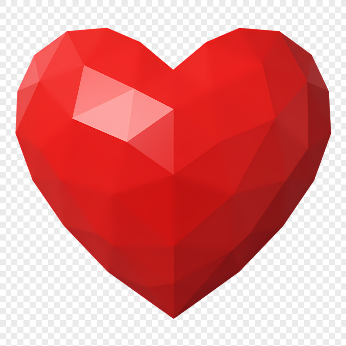 Red Geometric Low Poly Heart - Elements PNG, transparent background, high resolution