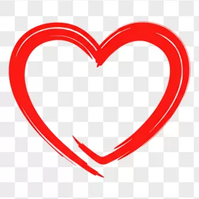 Red Brushstroke Sketch Heart Empty Frame