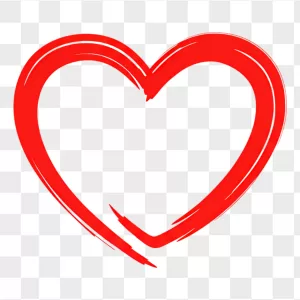 Red Brushstroke Sketch Heart Empty Frame