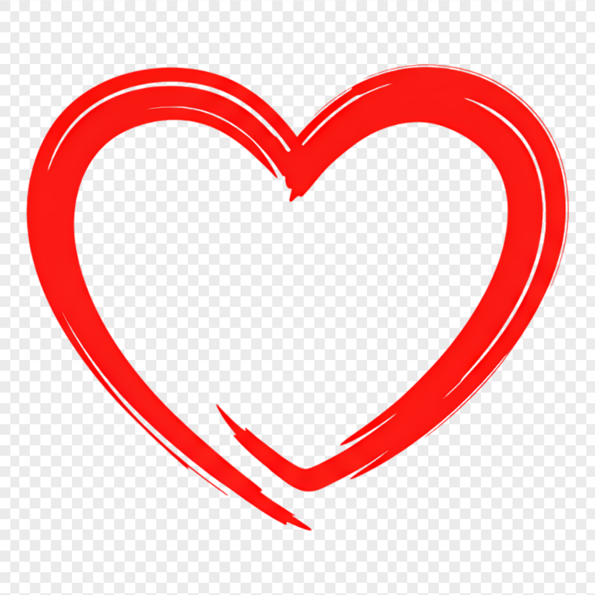 Red Brushstroke Sketch Heart Empty Frame - Elements PNG, transparent background, high resolution