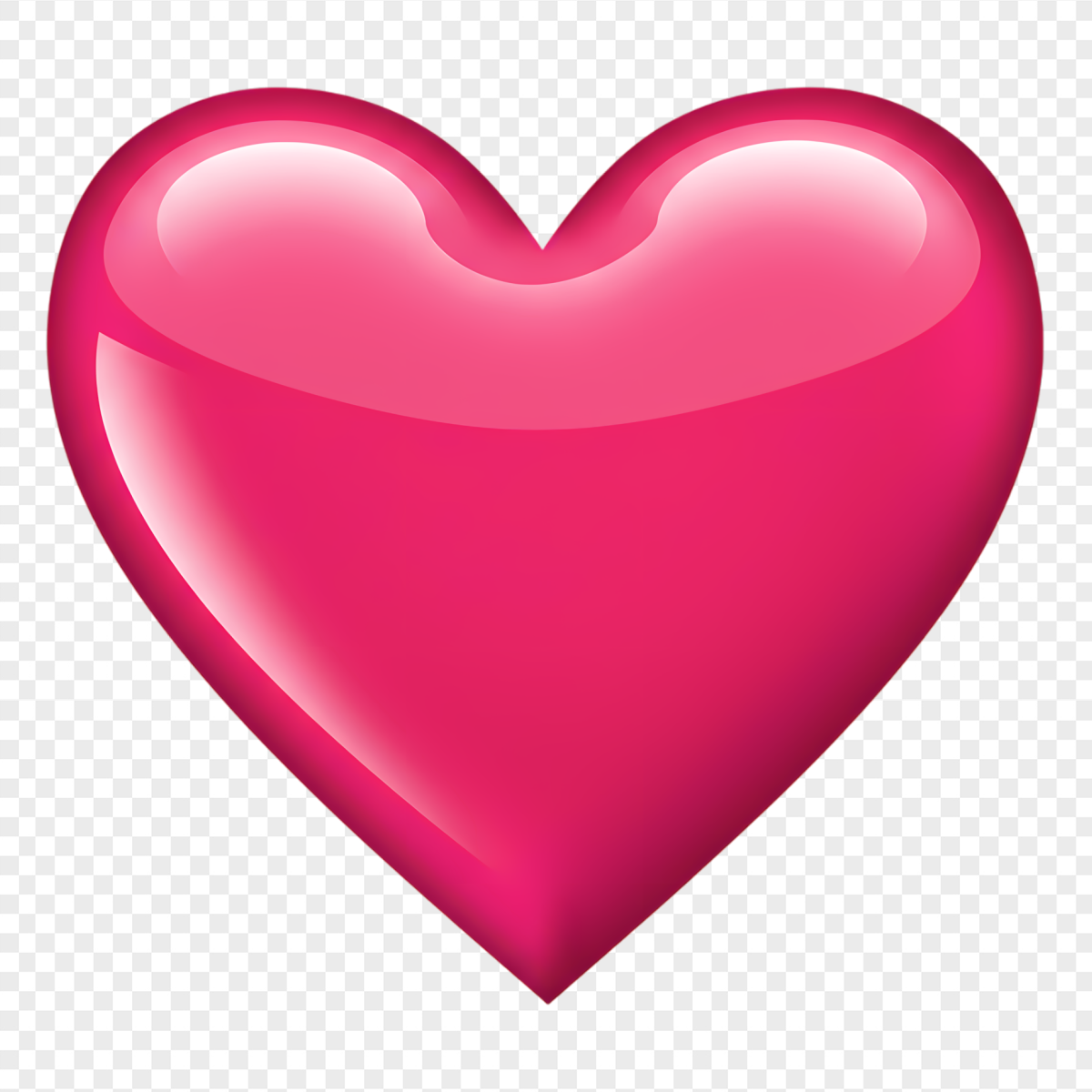Hot Pink Glassy 3D Bubble Heart - Elements PNG, transparent background, high resolution