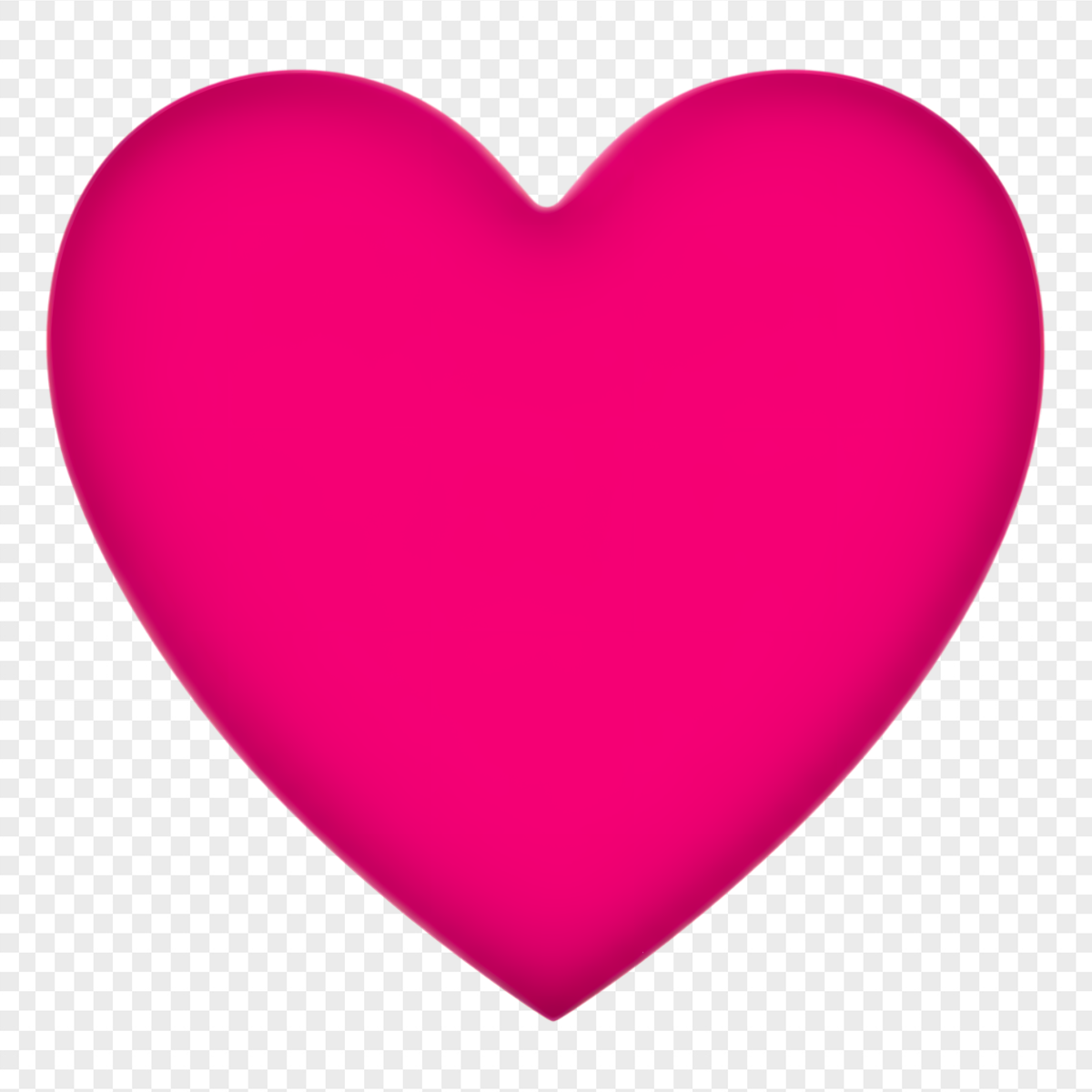 Hot Pink 3D Glossy Inflated Heart - Elements PNG, transparent background, high resolution