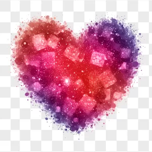 Galaxy Red Purple Crystal Splatter Heart