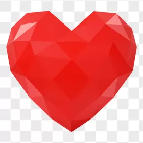 Faceted Red Crystal Low Poly Heart