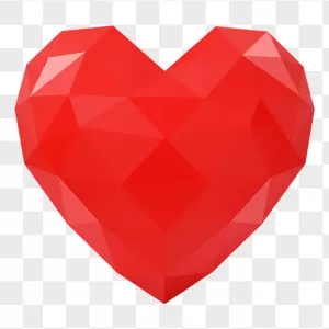 Faceted Red Crystal Low Poly Heart