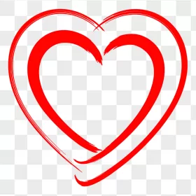 Red Brushstroke Double Outline Heart Frame