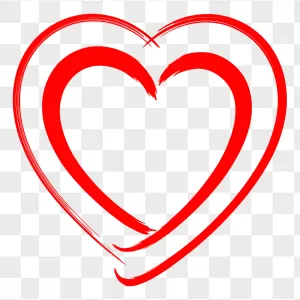 Red Brushstroke Double Outline Heart Frame