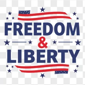 Navy Blue Freedom Liberty Typography Badge