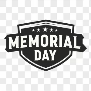 Black Memorial Day Shield Badge Emblem