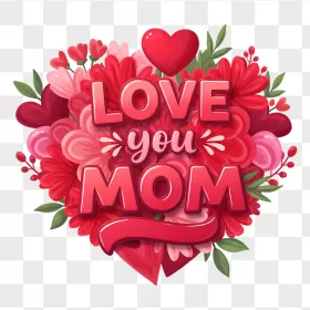 Love You Mom Glossy Floral Heart