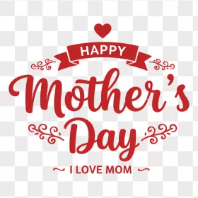 Red Mother's Day Script Ribbon Flourishes