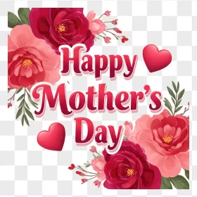Mother's Day Pink Red Floral Hearts