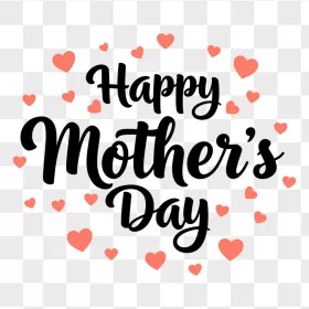 Mothers Day Black Script Coral Hearts
