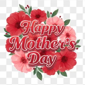 Mother's Day Red Pink Floral Script