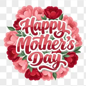 Red Glossy Mother's Day Floral Lettering