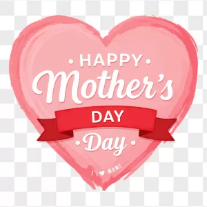 Pink Painted Heart Mother's Day Ribbon