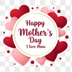 Red Pink Hearts Mother's Day Badge