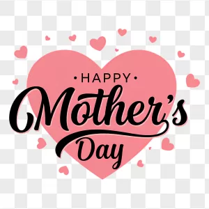 Pink Heart Black Script Mother's Day