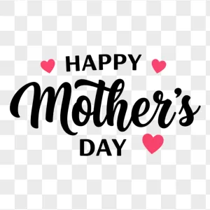 Black Calligraphy Mothers Day Pink Hearts
