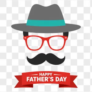 Father's Day Fedora Red Glasses Mustache
