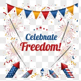 American Flag Rockets Fireworks Pennant Confetti